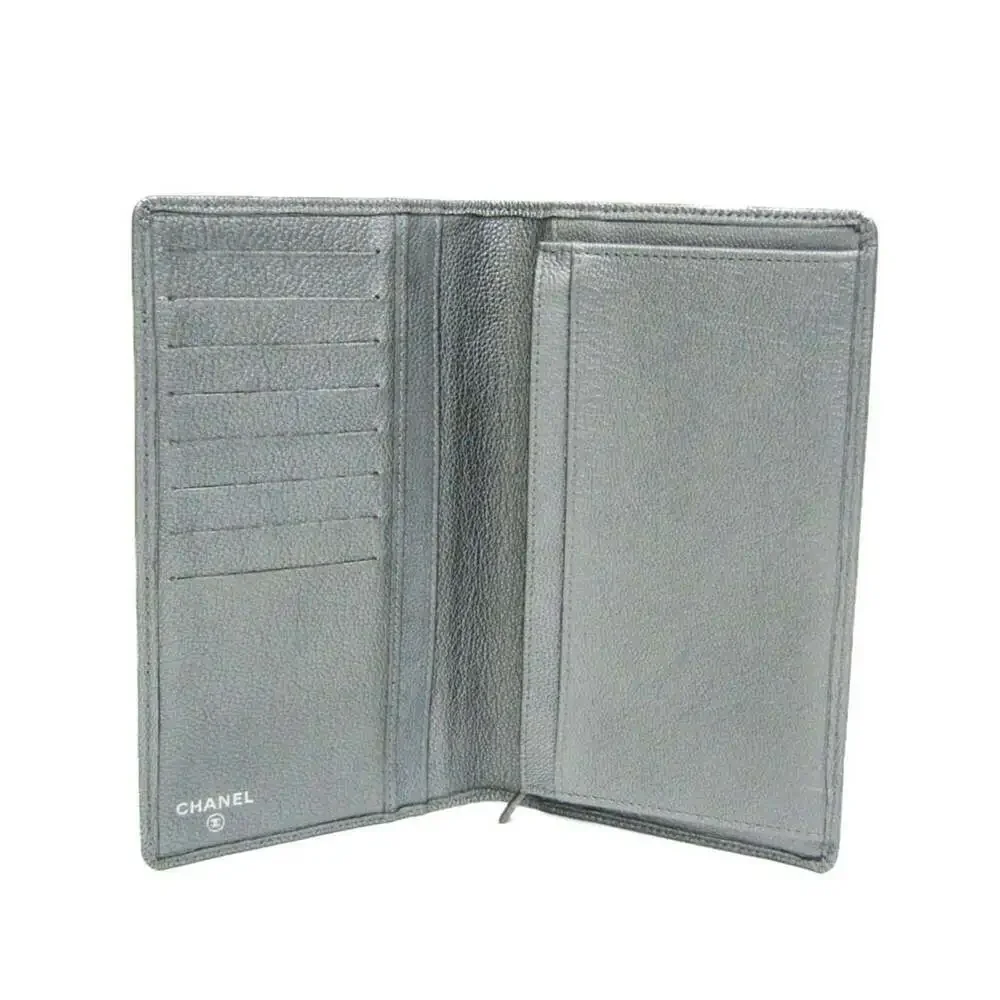 CHANEL Silver Leather Wallet